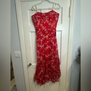 Shoshanna Strapless Red Floral Dress